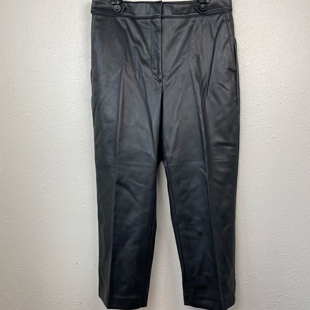 NWT Ann Taylor Black Faux Leather Cropped Pants Size 12
